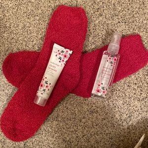 Body fragrance mist and lotion; pair of soft socks - a new set.